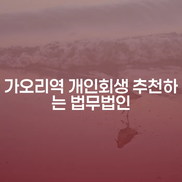 가오리역 개인회생 추천하는 법무법인