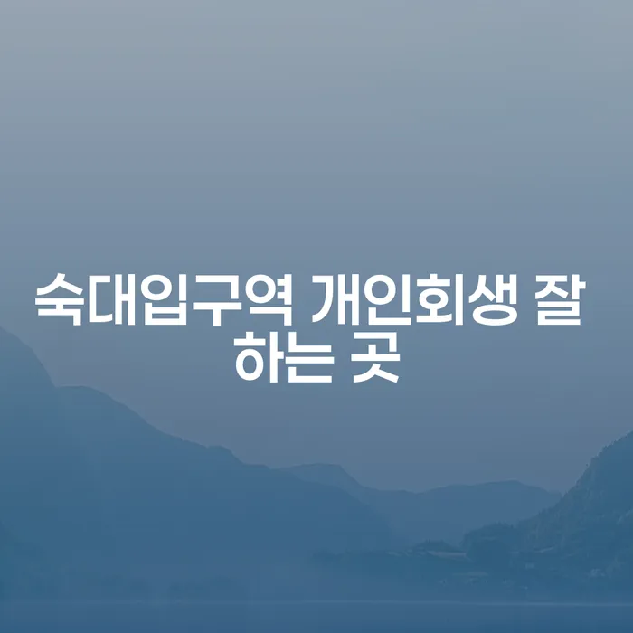 숙대입구역 개인회생 잘 하는 곳